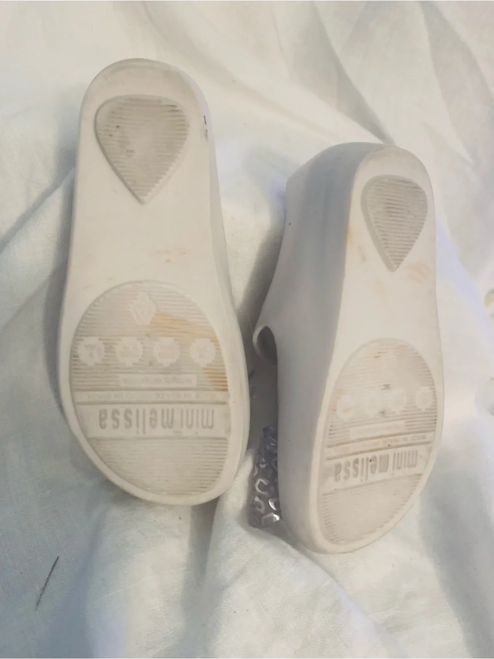 Mini Melissa White Maryjane w/ Velcro strap Jelly style Shoe silver bow